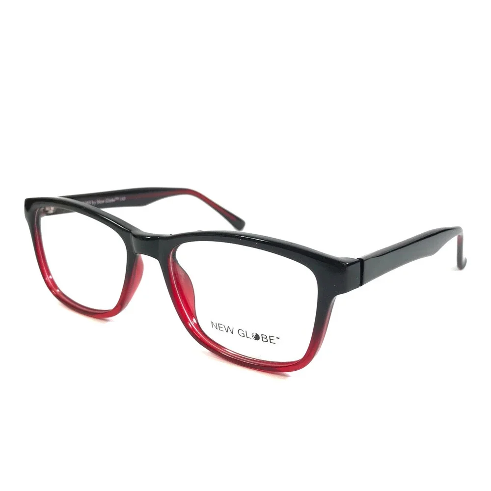 New Globe Eyeglasses Frames L4089 BURGUNDY Black Rectangle Full Rim 55-19-140